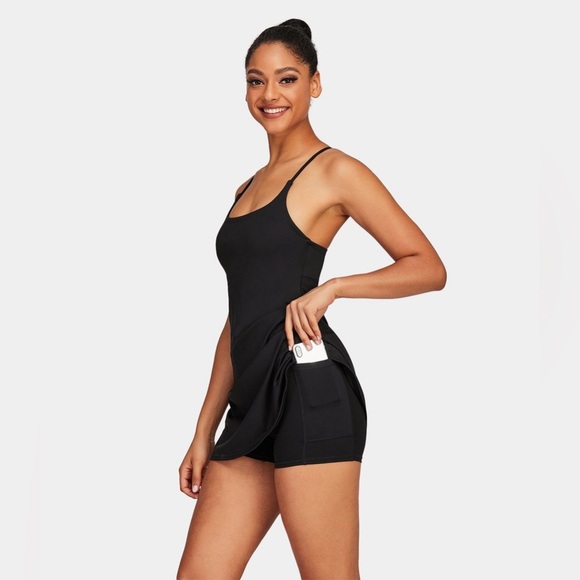 Halara Black Softlyzero™ Plush Backless Active Dress | NEW w/ TAGS!!!🖤👟 - Picture 1 of 15